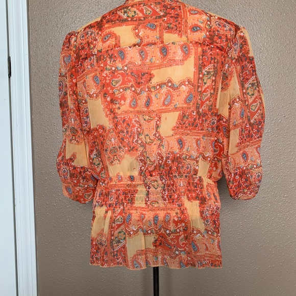Coldwater Creek Blouse size Medium Orange floral - Picture 2 of 2